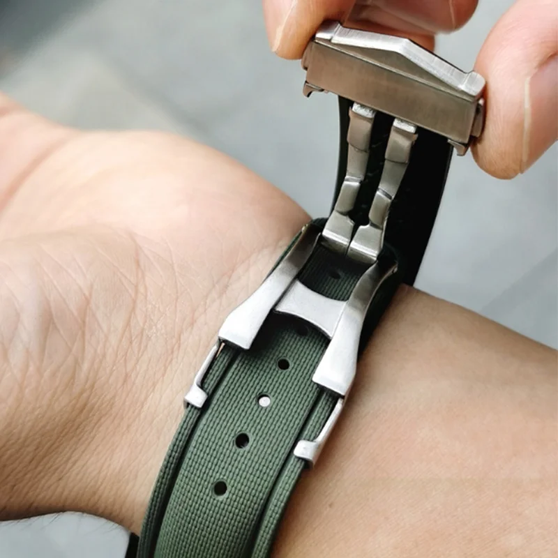 FKM Fluoro Rubber Strap 18mm 20mm 21mm 22mm 24mm Quick Release Universal Watch Band for Omega/Breitling/Longines/Tissot/Rolex view 5