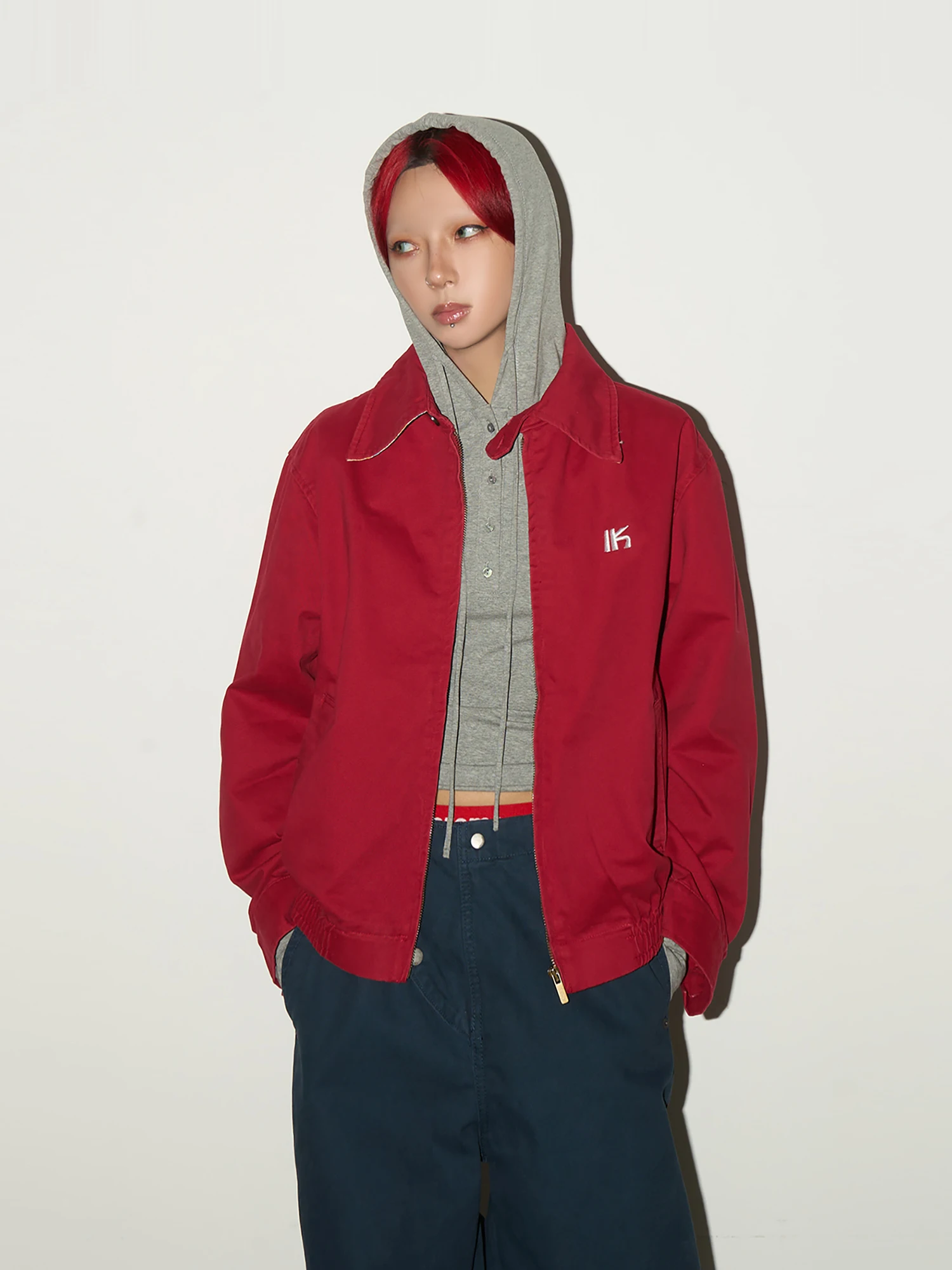 

MICHINNYON Thiened Warm Retro Contrast Color Stand Collar Jaet ex Casual Outerwear Lightweight Busin