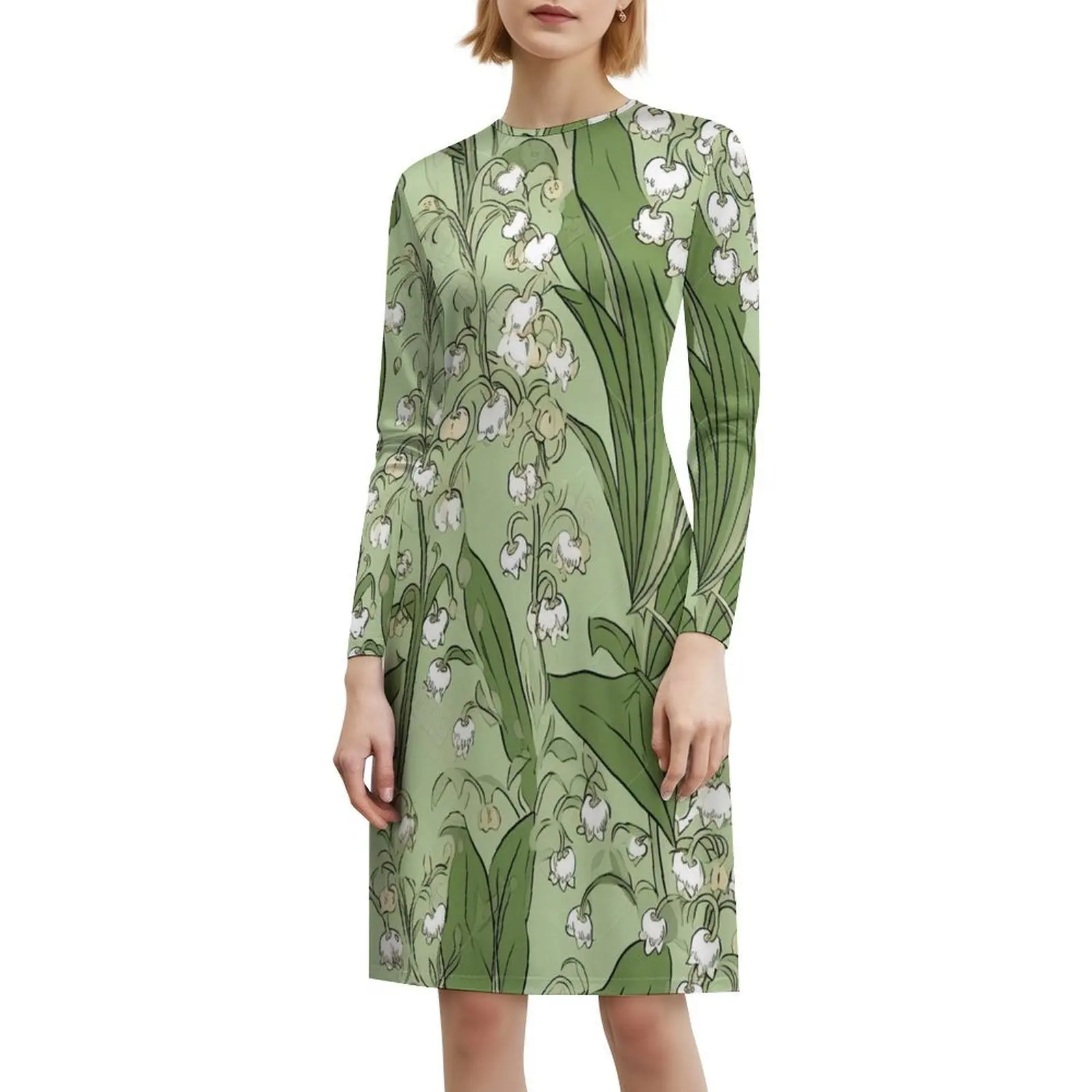 عطر الربيع الأسر: فستان Lily Of the Valley بخط عنق على شكل قلب، فستان أنيق للحفلات الصيفية للنساء مزين بالزهور