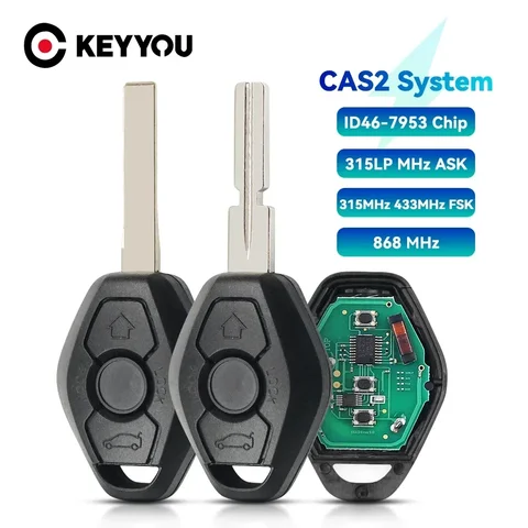 Автомобильный дистанционный ключ системы KEYYOU CAS2 для BMW CAS2 System 1, 3, 5, 7 серии 315/433/868 МГц с чипом ID46 HU58 H...