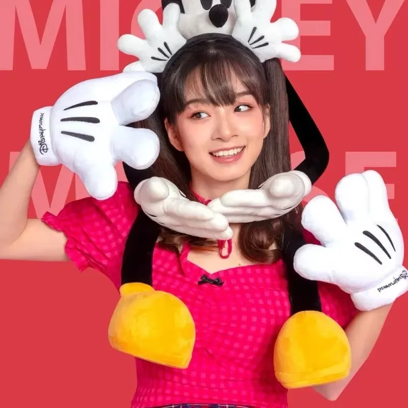 New Disney Mickey Mouse Plush Gloves Big Paw Funny Gloves Cosplay Mickey White Gloves Perform Toy Dolls Accessories Toys Gifts