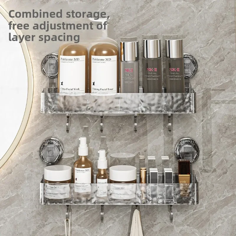

Suction Cup Shelf Luxury Bathroom Wavy Wall Hanging Storage Kitchen Shelf Luxury Home Decor Organization Shelves Accessories