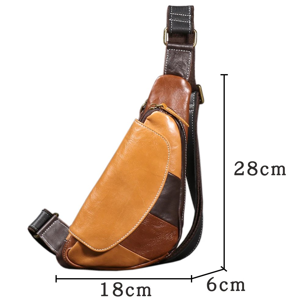LUOKIR Herren-Brusttasche aus echtem Leder, lässiger Rucksack aus Rindsleder der Oberschicht, stilvolle, trendige Schulter-Crossbody-Tasche – Detail 13