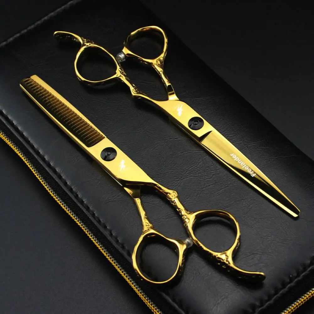 

Freelander 6 inch Gold Barber Hair Scissors Professional Barbershop Hairdressing Scissors