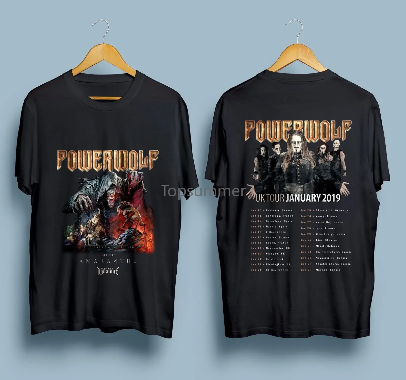 New Powerwolf The Sacrament Of Sin Tour 2019 Black T-Shirt Size S To 3Xl Men 2019 Summer Round Neck Men'S T Shirt