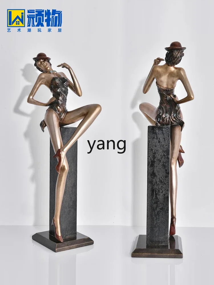 Lmm，  modern light luxury figure ornament large sculpture living room entrance advanced interior abstract