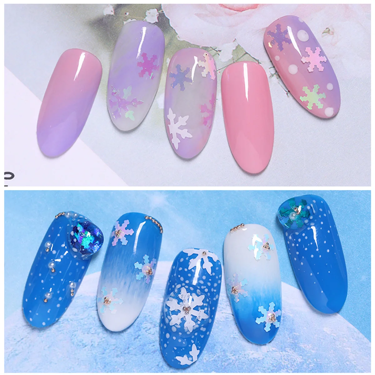 

1 Box Nail Art Snowflake Sequins Glitter Metallic Manicure Supplies Ultra-Thin Design Portable Compact Storage for Women