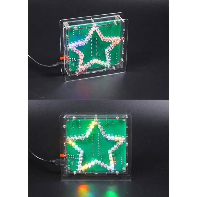 DIY Electronic Kit Soldering Suite Colorful Five-Pointed Star LED Flashing Marquee Light Circuit Board Kit,Without Shell