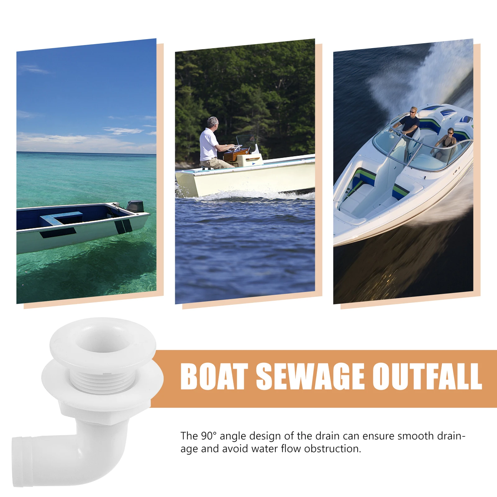 

1pcs White 90° Boat Drain Scupper Yacht Plastic Deck Fitting Marine Smooth Easy Installation Through Sewage Outlet