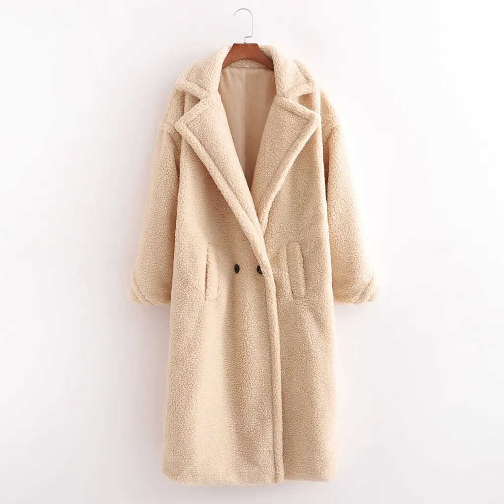 

Women's Cotton-Padded Coat Winter Thickened Loose Fit Lamb Wool Jacket European American Style Lapel