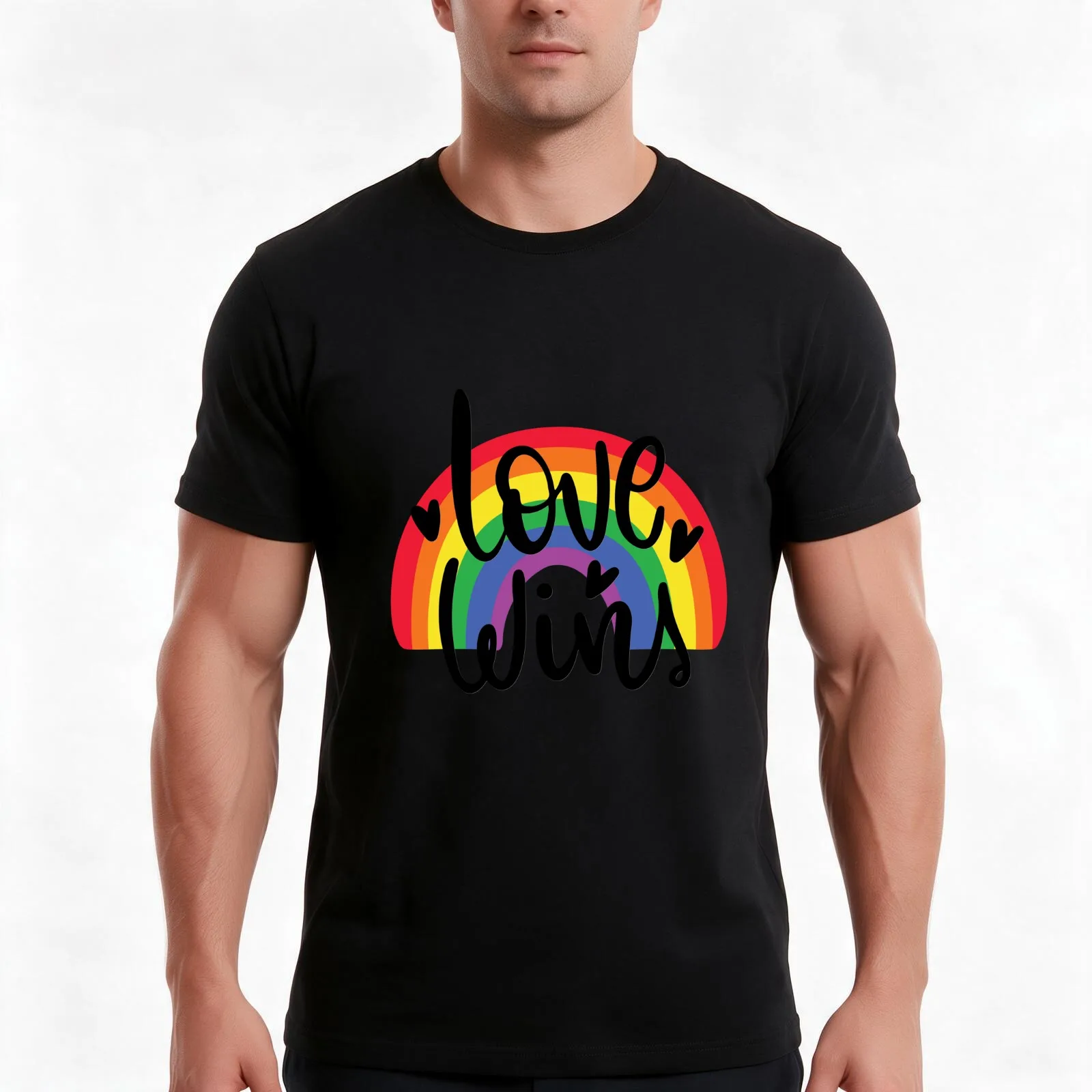 Love wins with rainbow T-Shirt Summer Casual Cotton Tee Oversized Streetwear Tops Vintage Graphic Print Unisex Men Women