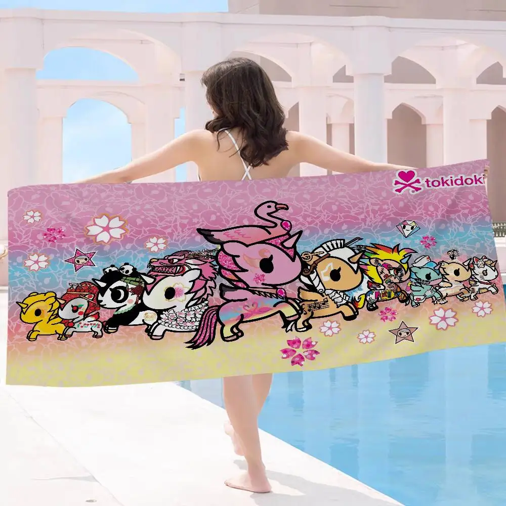 العلامة التجارية الشهيرة Kawaii T-Tokidoki ستوكات مطبوعة منشفة الشاطئ تسلق الجبال اليوغا الشاطئ السباحة تشغيل منشفة ناعمة ماصة #4