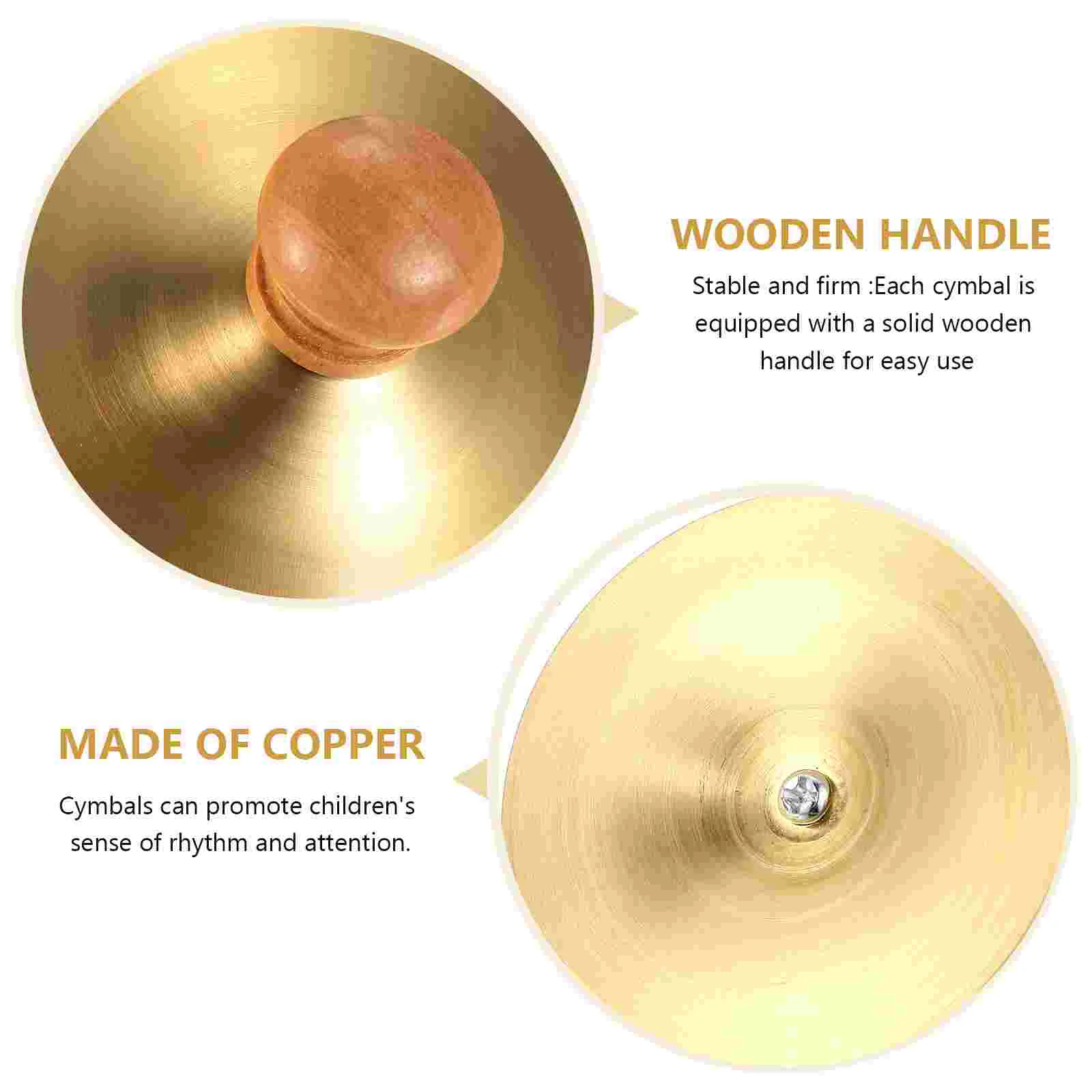 2 Pairs Kids Toys Copper Cymbal Dancing Props Mini Finger Cymbals Zills Percussion with Handles Toddler