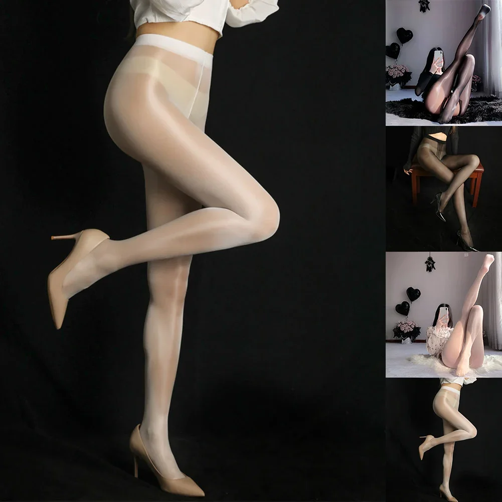 أزياء المرأة الجوارب النسائية الملابس الداخلية Crotchless دهني جوارب طويلة طماق مثير على شكل حرف T شفافة