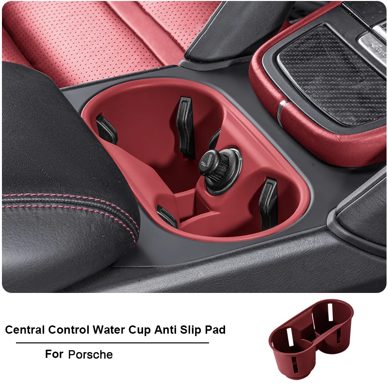 

Silicone Car Center Storage Box Cup Holder For Porsche Macan 2022-2025 Soft Waterproof Central Console Organizer Protector