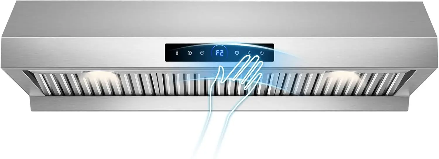 36 بوصة تحت الخزانة ران هود 1200 CFM مع 4 سرعات استشعار قوي التحكم باللمس الفولاذ المقاوم للصدأ موقد المطبخ تنفيس اغطية مع 2