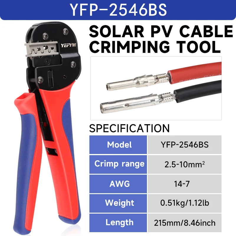 Solar Crimpen Werkzeug Für MC2,5/4/6/10mm2 (20-7AWG)PV Stecker Kabel Ratsche Vertikale Crimpen Zange YFP-2546BS