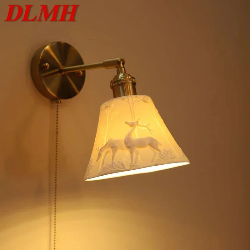 

DLMH Nordic Brass Wall Lamp Indoor Living Room Bedroom Bedside Lamp Modern Hotel Corridor Hallway Wall Lamp