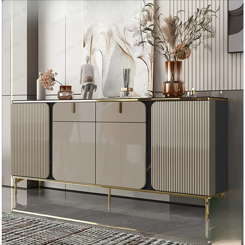 Light luxury rock slab dining side cabinet high-end modern simple small apartment living room against the wall Italian
