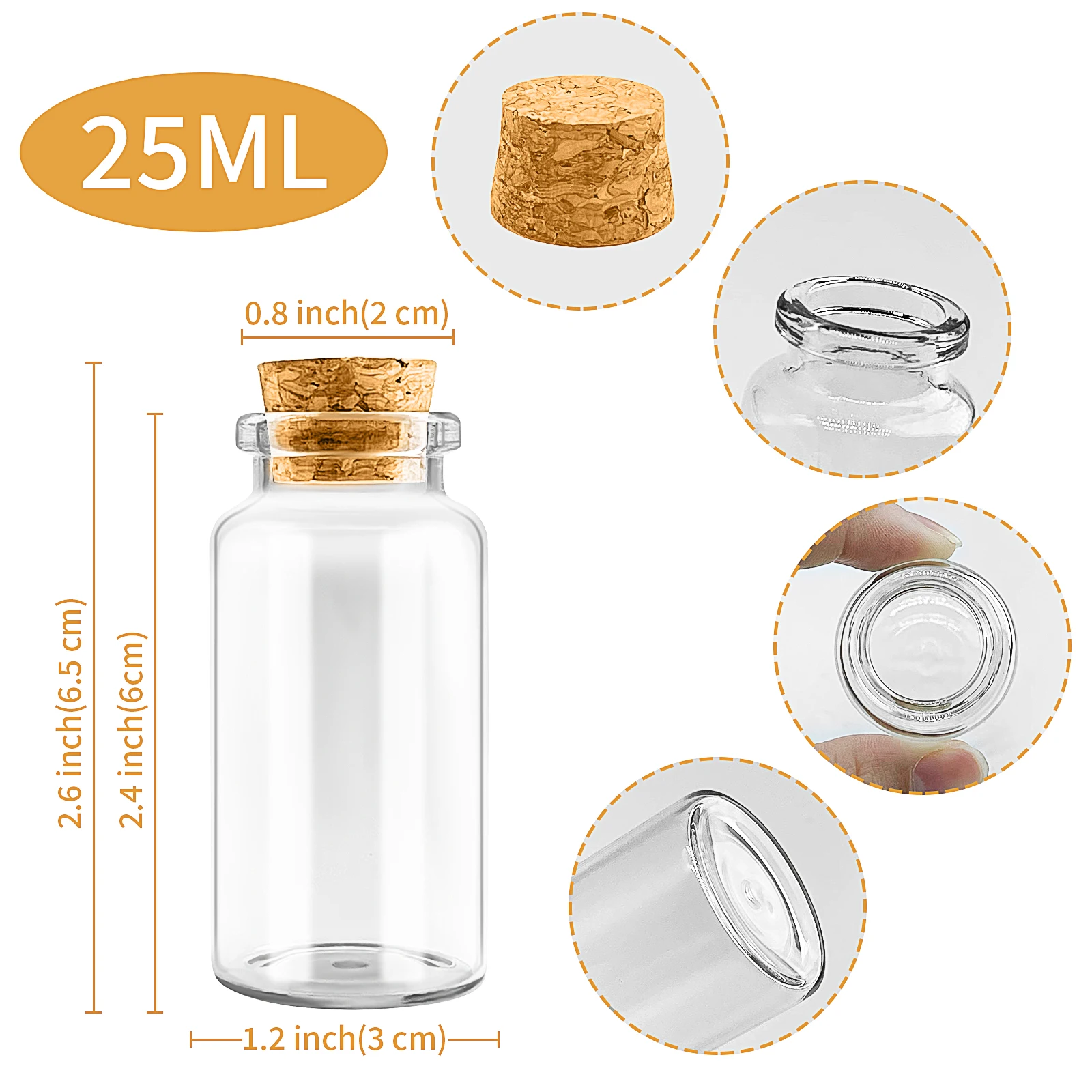 25ml Mini Glass Bottle with Cork Stopper Transparent Small Wish Bottles Empty Clear Vials For Wedding Home Decoration Gifts