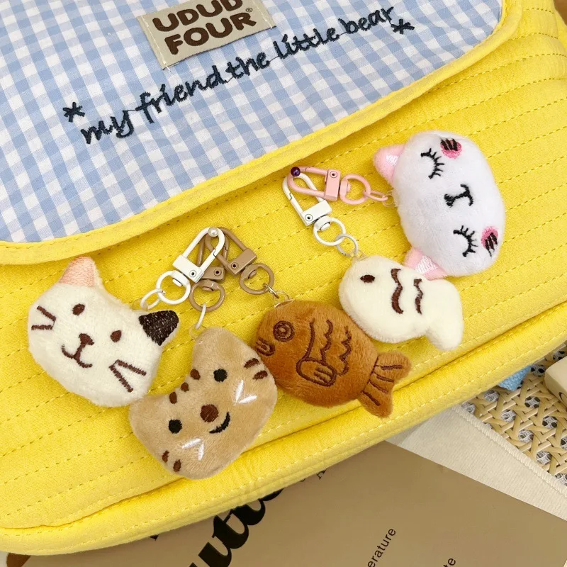 Korean Fashion Canvas Handbags with Cute Animal Keychain Large Capacity Zipper Storage Bag Portable Shopping Bag