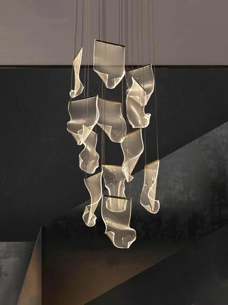 Canadian Designer Partisan LED Acrylic Chandelier for Penthouse Exhibition Hall Corridor Living Room Lustre Suspension Luminaire