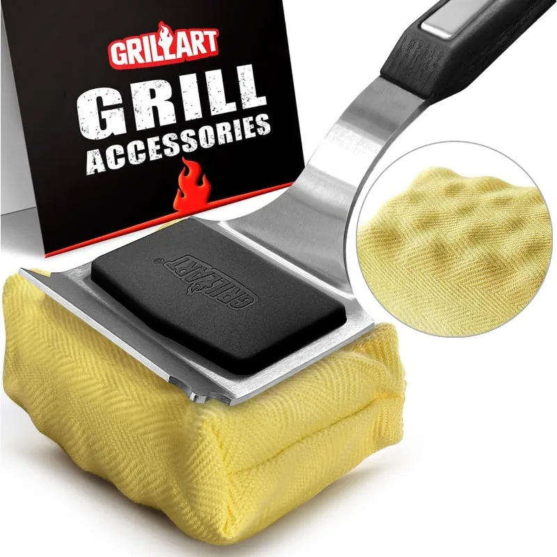 

Upgraded BBQ Replaceable Cleaning Head, Seamless-Fitting Scraper Tools for Cast Iron/Stainless-Steel Grates Griddle