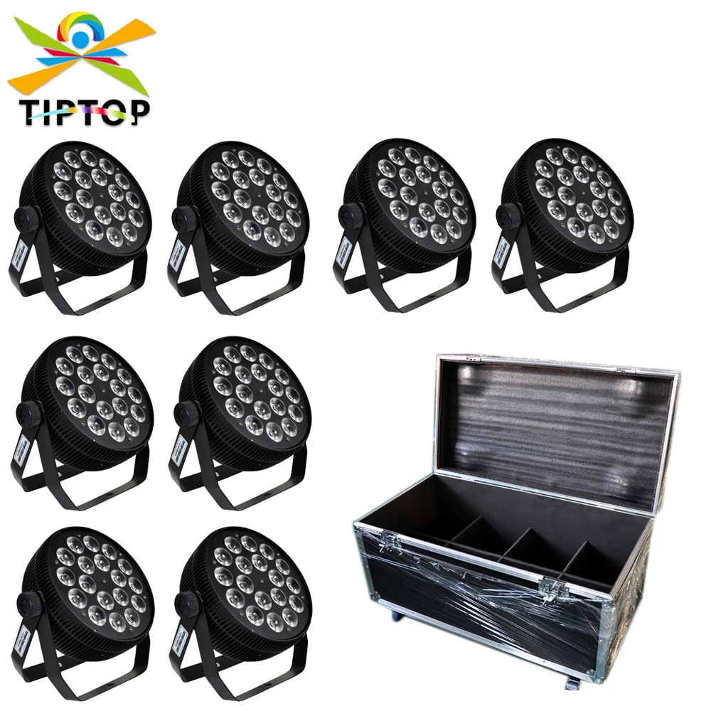 

8IN1 Flightcase Pack 18x18W Led Wash Light RGBWAP 6 Color Flash Strobe DMX512 DJ Lights Sound Activated Uplighting for Wedding