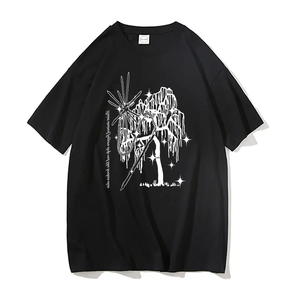 Rapper Ecco2k Drain Gang Aloegarten Tree Logo Print T Shirt Men Women Fashion Hip Hop Tees Men's Oversized T-shirt Bladee Tshirt