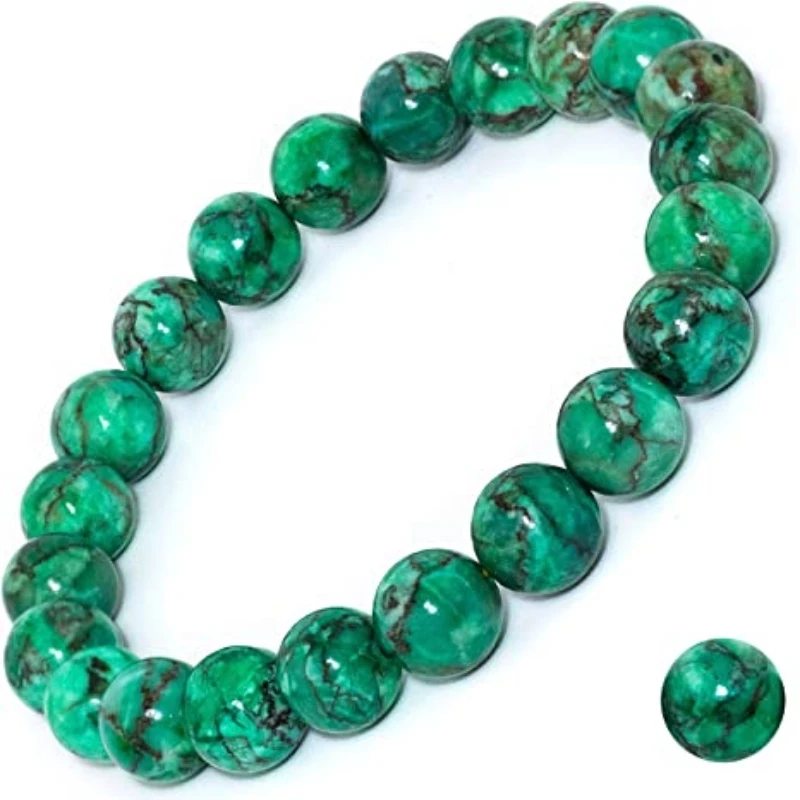 Natural Gemstone Bracelet 8mm Round Beads Healing Green Magnesite Turquoise For Women Men Party Fashion Jewelry Christmas Gifts