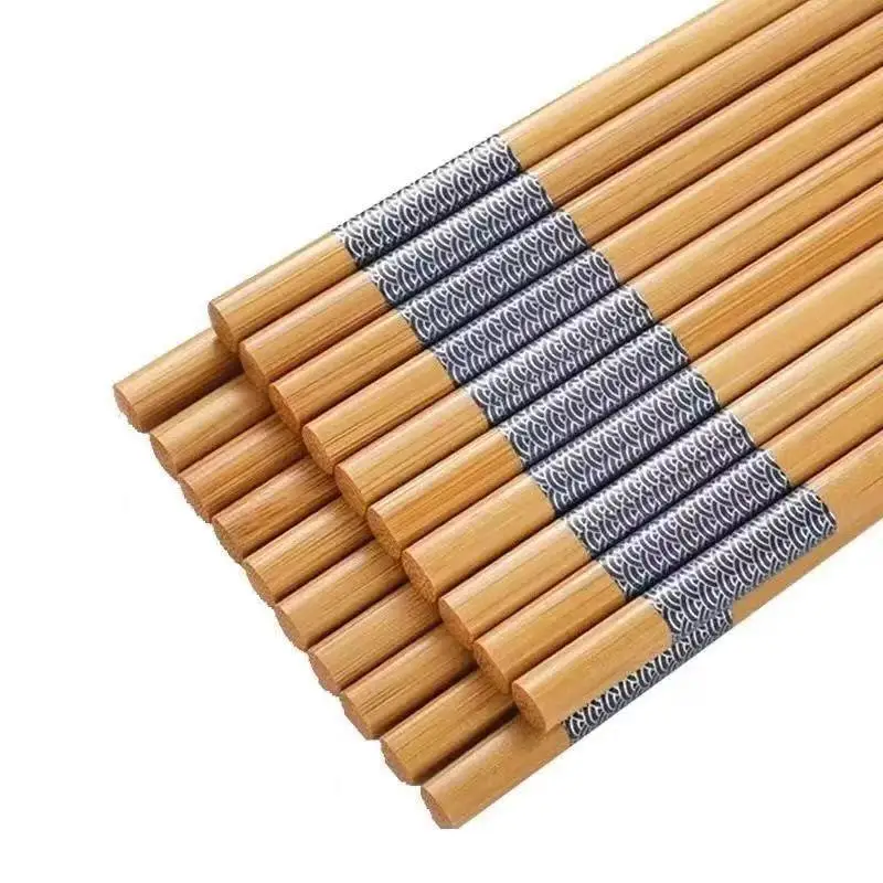 10 Pairs Premium Blue-Edged Bamboo Chopsticks Northern Bamboo Safe High Quality Smooth Elegant For Meals Decoration.