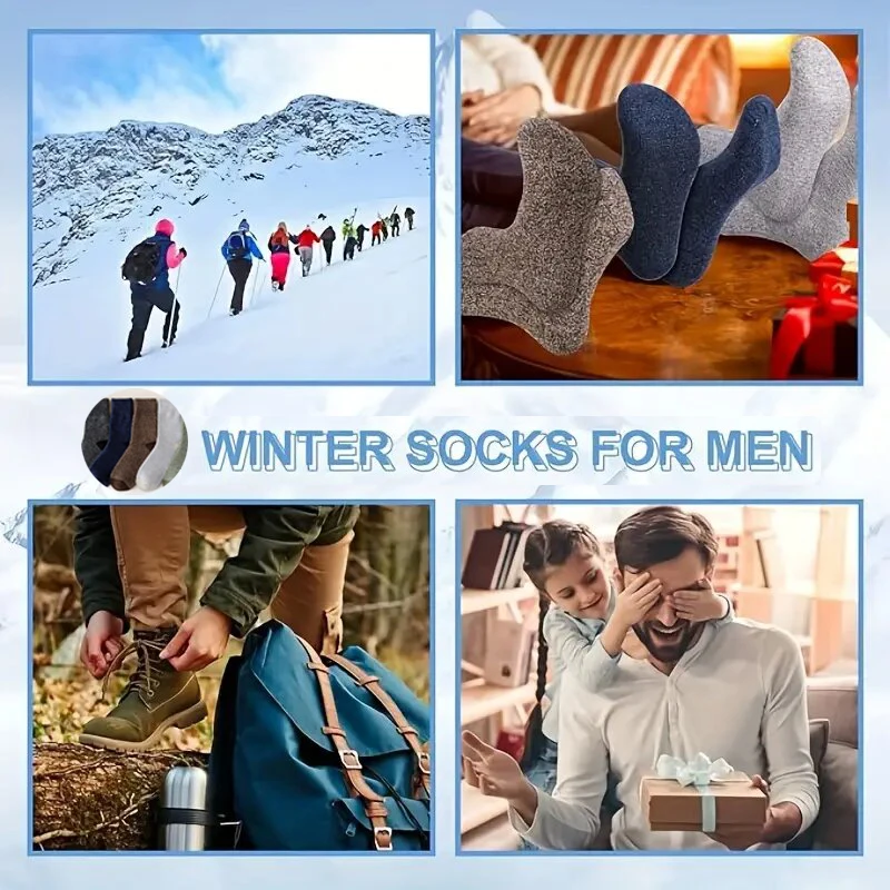 Man Winter Thick Warm Towel bottom Men Socks Wool Male Socks Slipper Socks Merino Wool Socks Against Cold Snow crew Socks 38-44