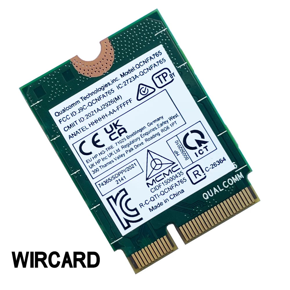 WIRCARD QCNFA765 WIFI 6E 802.11ax 2.4G/5G/6G SPS# M62160-005 2400M BT5.2 For Laptop