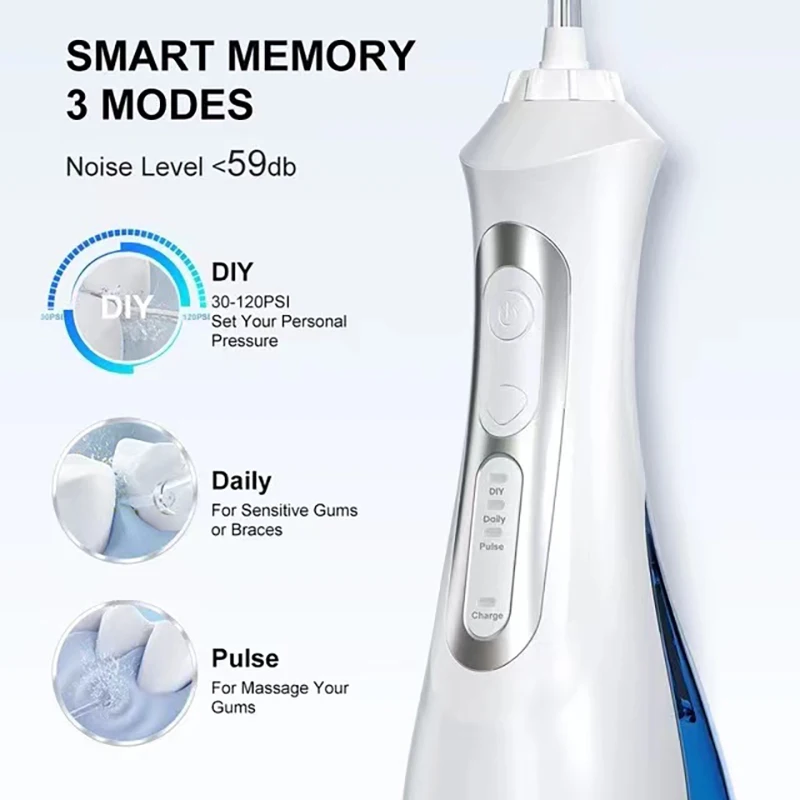 SEAGO Oral Dental Irrigator Portable Water Flosser USB Rechargeable Water Jet IPX7 Dental 200ML Water Tank