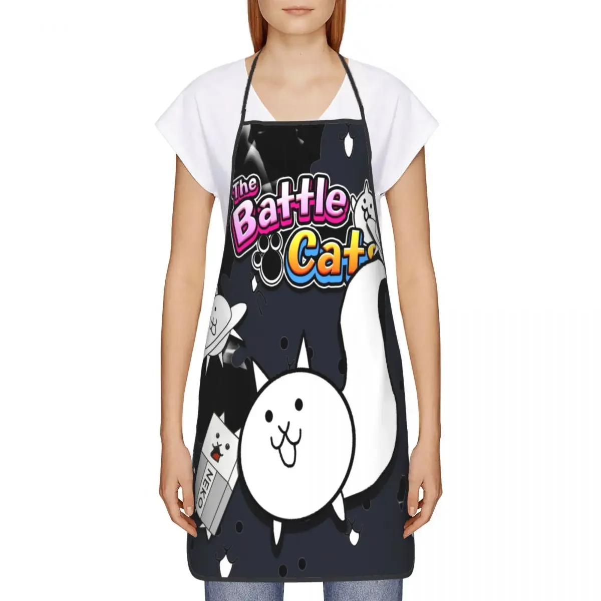 Unisex The Battle Cats Spirit Cat Kitchen Chef Cooking Baking Apron Men Women Cartoon Tablier Cuisine for Painting