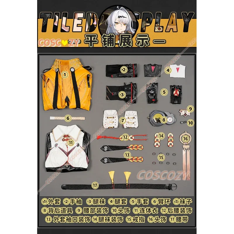 Zenless Zone Zero Anime Costume Yixuan Wig Sexy Jumpsuit Chinese Styles Coat Uniform Yellow Coat Shoe Cover Accessories