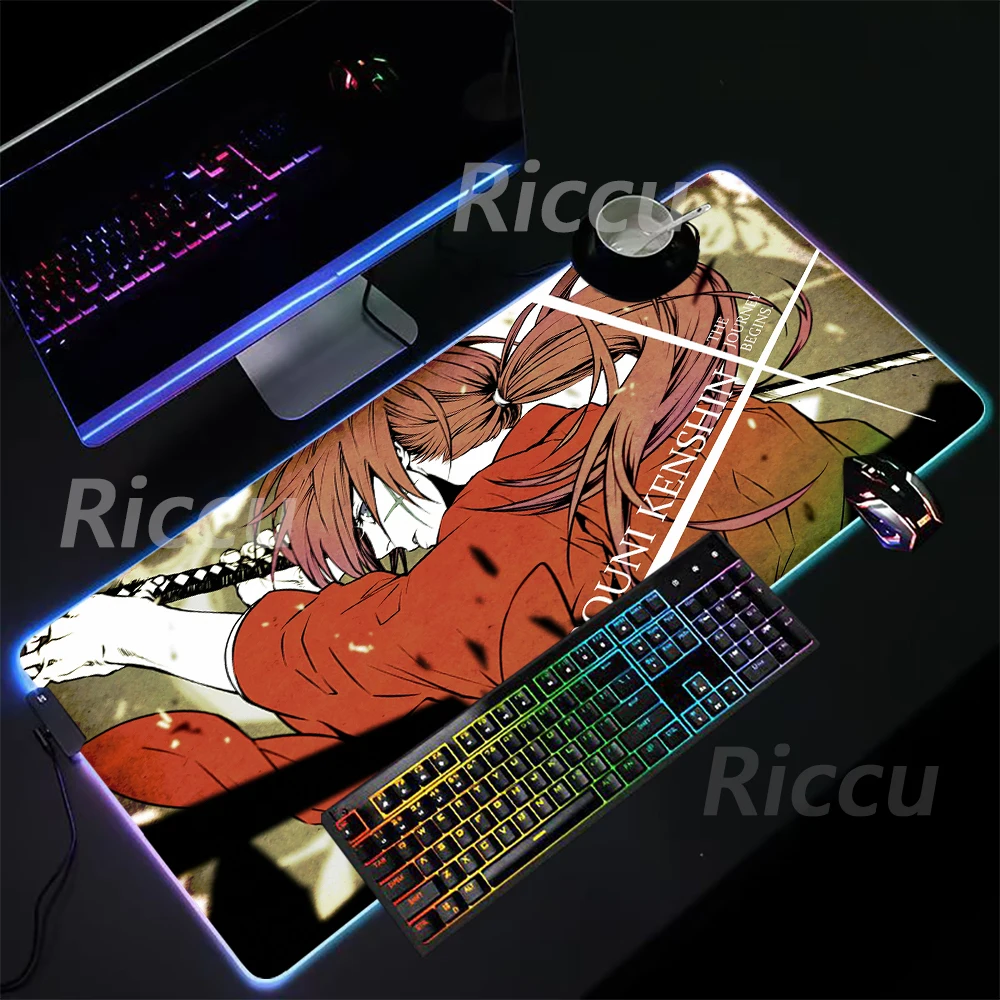 Imagem -04 - Rgb Anime Mouse Pad com Impressão de Alta Definição Rgb Mouse Pad Esteira de Tabela Muitas Pessoas Gostam Himura Kenshin Acessórios Xxl