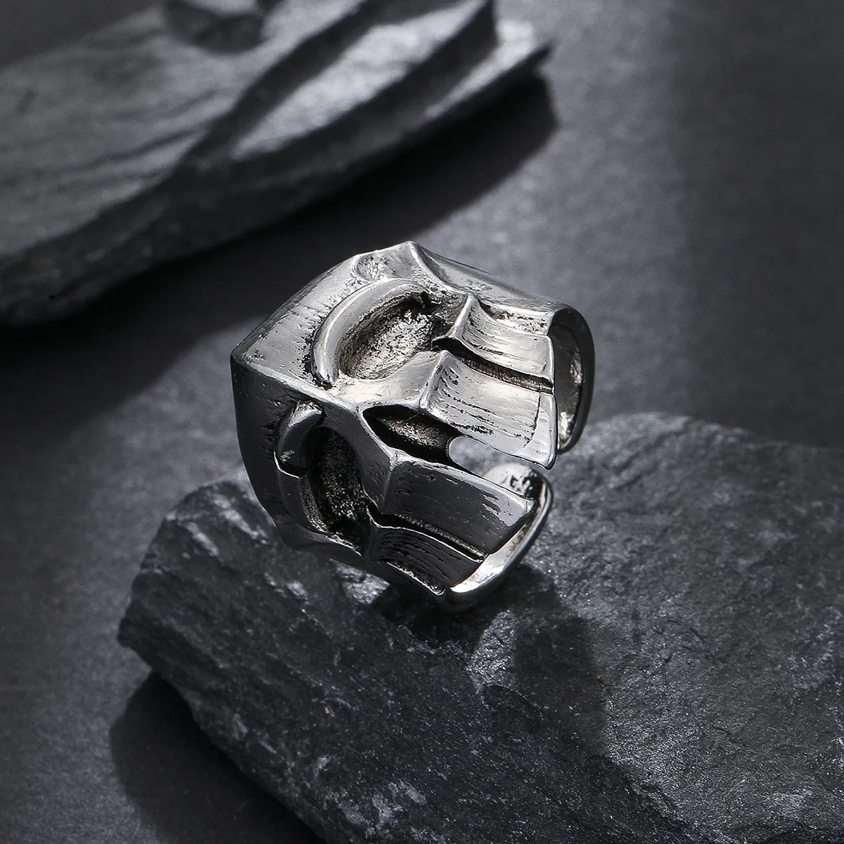 Retro Sparta Mask Ring For Men Silver Color Punk Gothic Adjustable Open Ring Greek Mythology Jewelry Bikers Accessories Man Gift