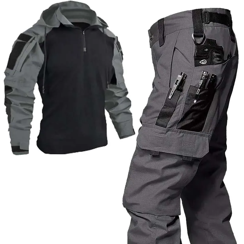 Camo Tactical Uniform Hunting Shirts Work Wear Resistant Outdoor Hiking Training Sets Ghillie Suits Combat Pants Men Clothing
