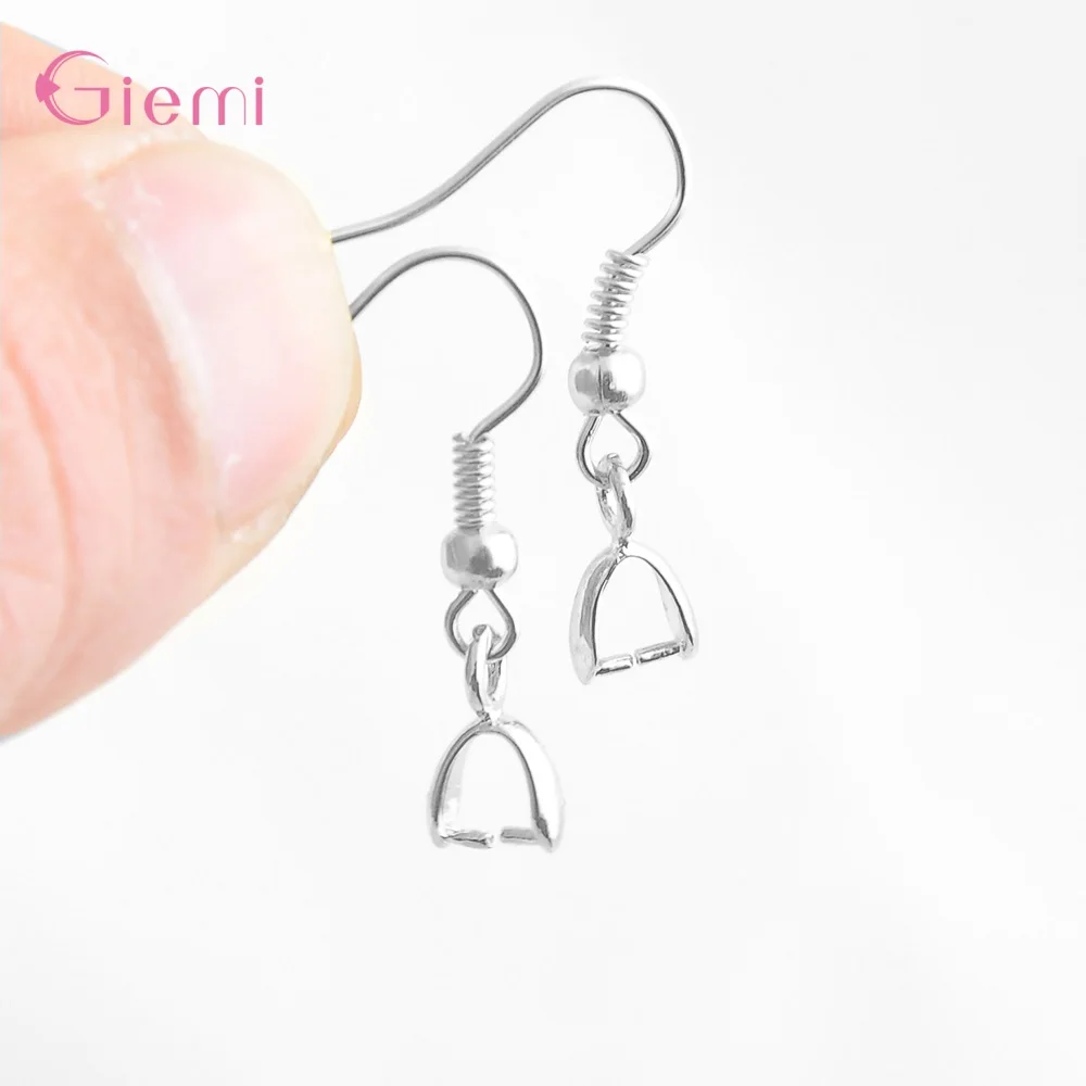 50PCS Fine Jewelry Making Components Accessories Earwires 925 Sterling Silver Earrings DIY Pinch Bail Bale Clasps