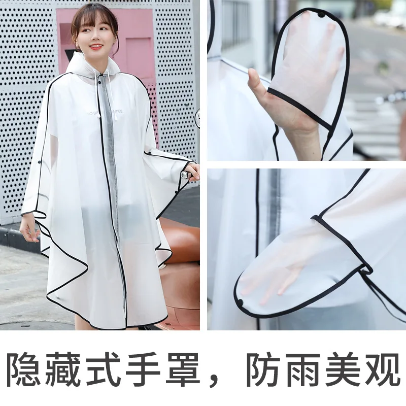 Cape-Style Raincoat Women Outdoor Hiking Battery Car Bicycle Riding Poncho Zipper Hand Cover Rainproof