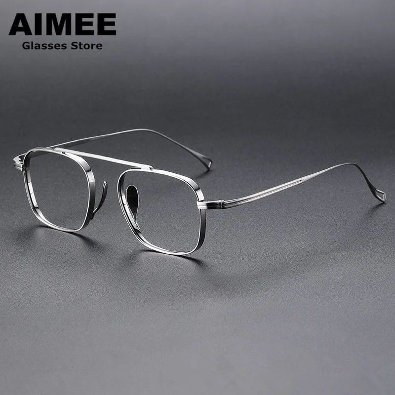 Japanese Design Pure Titanium Glasses Frame KMN9501 Men's Sqaure Single Beam Pilot Optical Eyeglasses Women Myopia Eyewear GAFAS