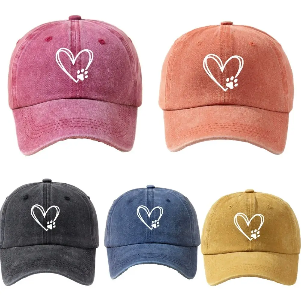 

Versatile Embroidered Baskeball Cap Love Claw Shaped Printed Adjustable Duckbill Cap Vintage Anti-sun Sun Caps Travel