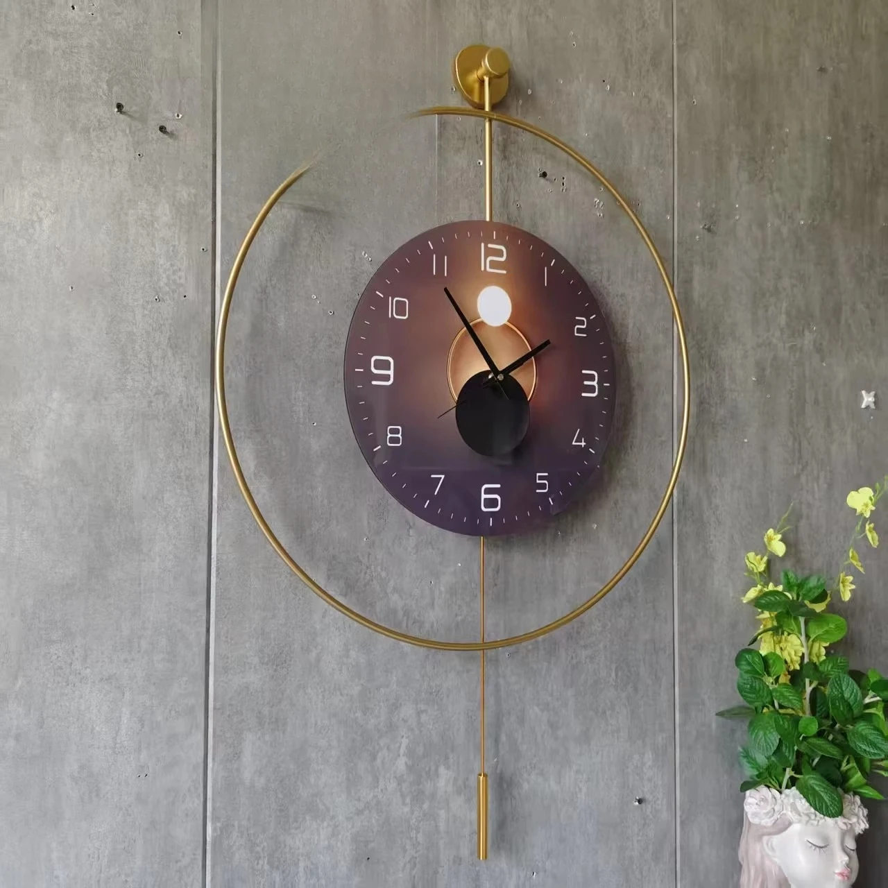 &c 69X60CM  Pendulum Modern Wall Clock Metal Living Dining Room Bedroom Hotel Simple Fashion Creative Wall Clock Dropshipping