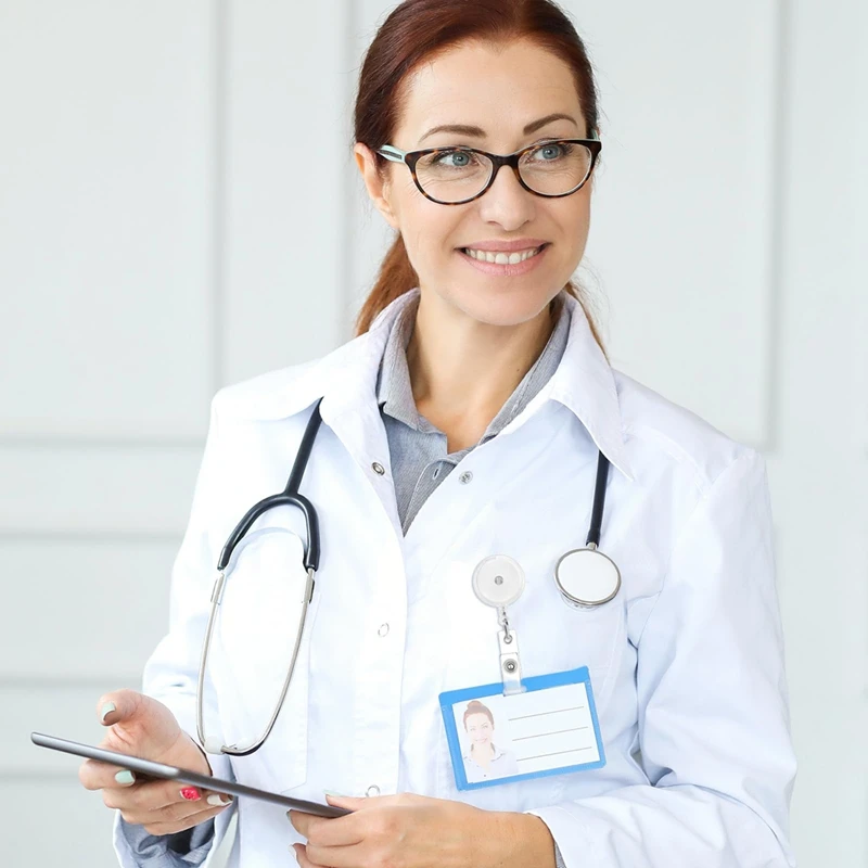 50 Pieces Retractable Badge Reels With Swivel Alligator Clip, Badge Reels Holder Badge Reel Clips Translucent Clear