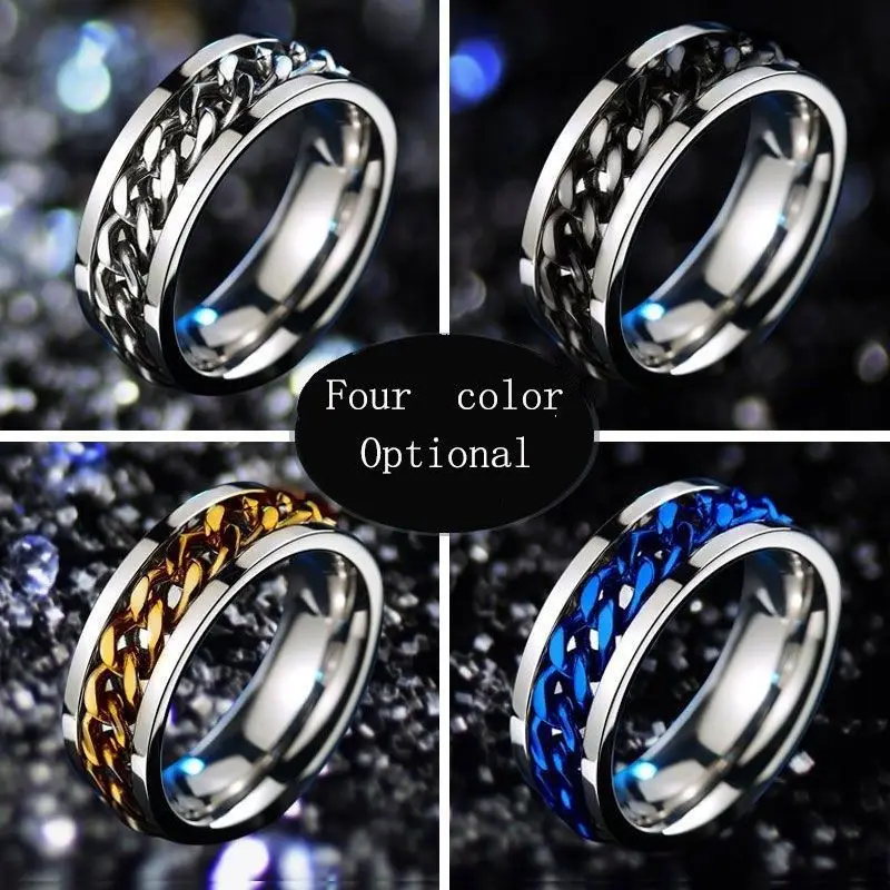 Anillo de acero inoxidable para parejas, cadena giratoria de cerveza abierta, joyería de moda Unisex, accesorios de fiesta de Hip Hop, 4 piezas