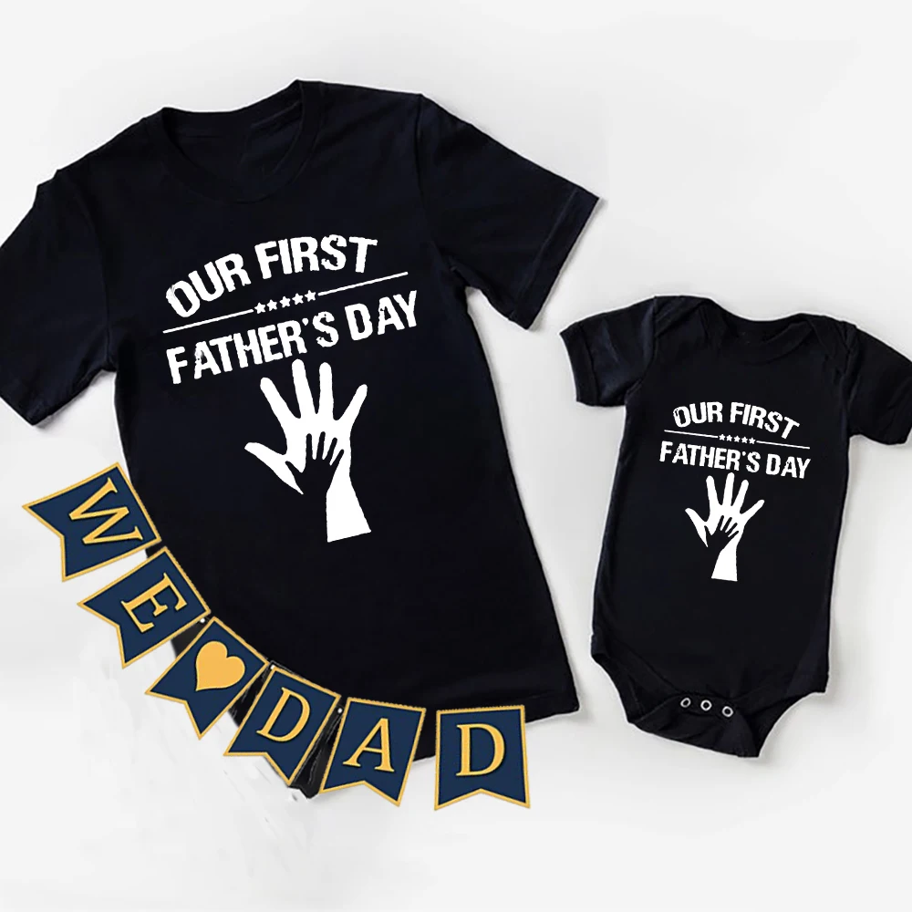 

Our First Fathers Day 2022 Matching Shirt Father and Daughter Short Sleeve T-shirts Dad and Son Tees Clothes baby bodysuit