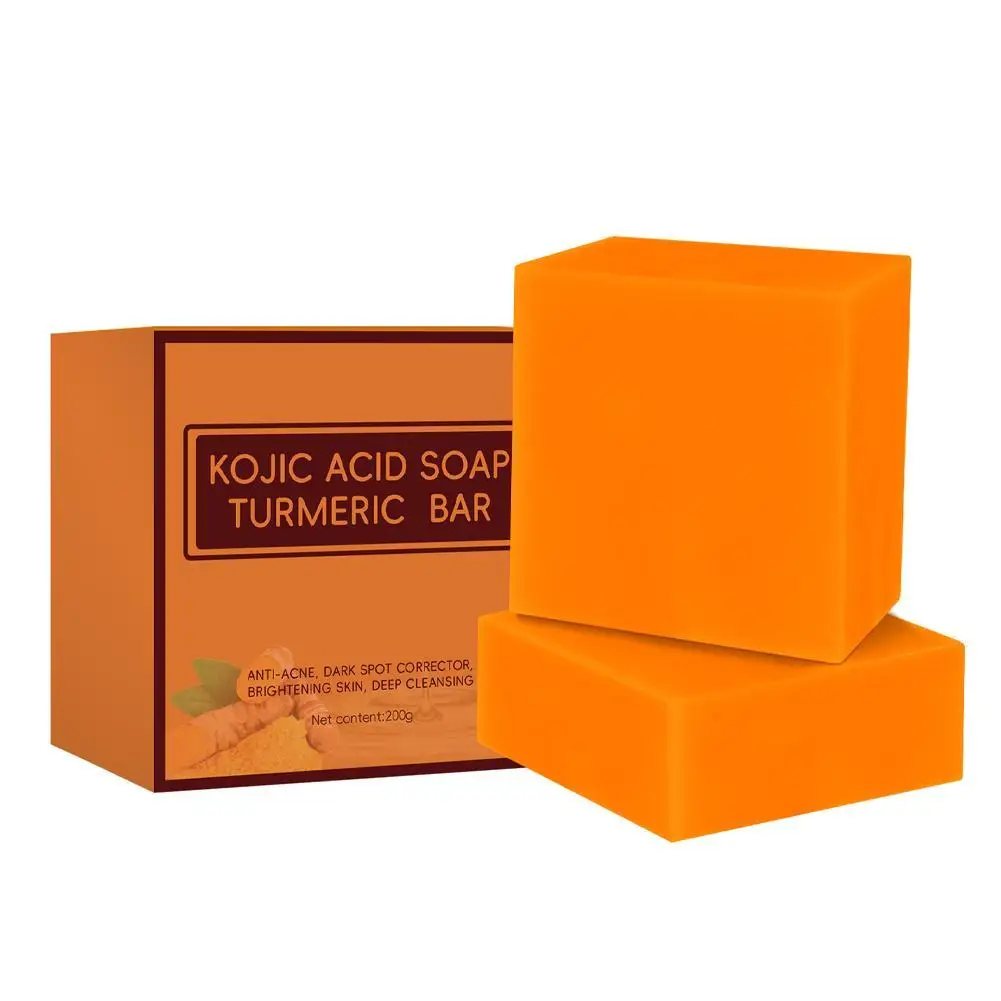 2Pcs/Box Turmeric Soap Bar for Face & Body Natural Formula Turmeric Cleansing Skin Soap Brightens Skin Evens Tone Fades Marks