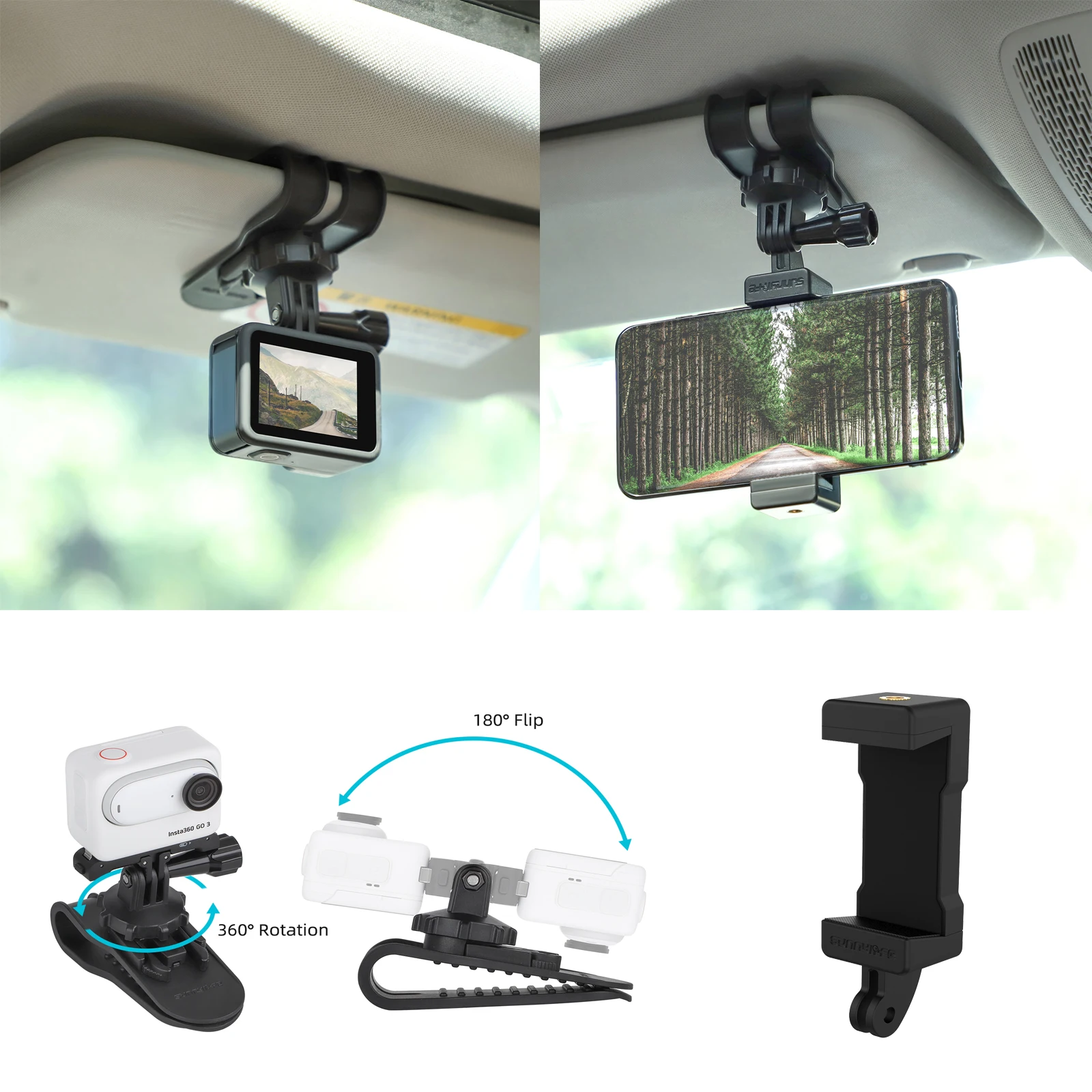 

For Insta360 X5 Flexi Clip Sun Visor Mount Board Holder For Insta 360 X5 Ace Pro 2 DJI Osmo 360 Action 5 Pro Gopro Accessories