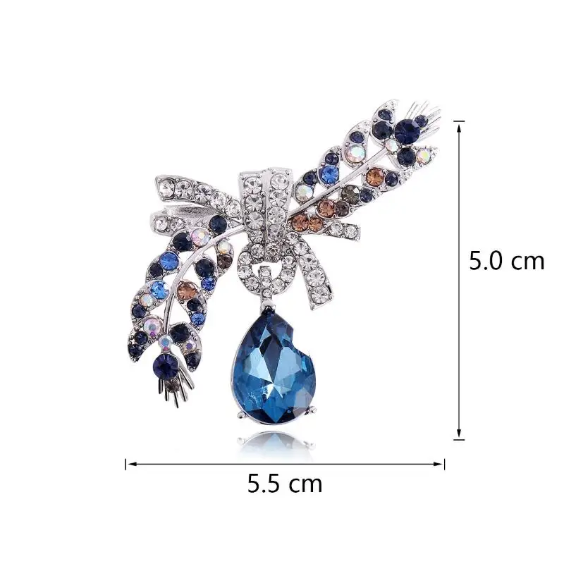 ●Crystal Waterdrop Wheat Brooches For Women Beautiful Flowers Plants Party Office Brooch Clothes Backpack Pins Gifts view 6